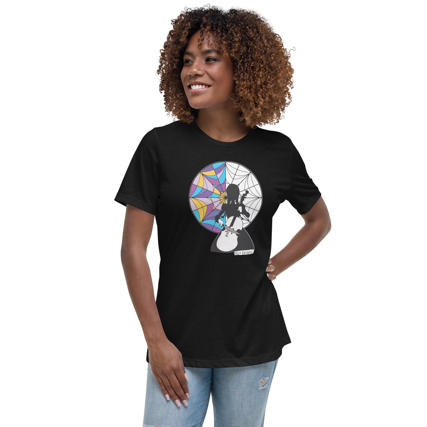 black "Wednesday Addams" Cello Relaxed T-Shirt from Daily Dreadful