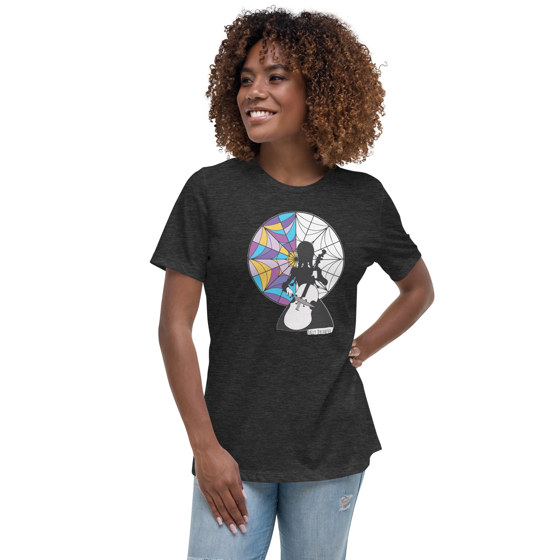 dark grey "Wednesday Addams" Cello Relaxed T-Shirt from Daily Dreadful
