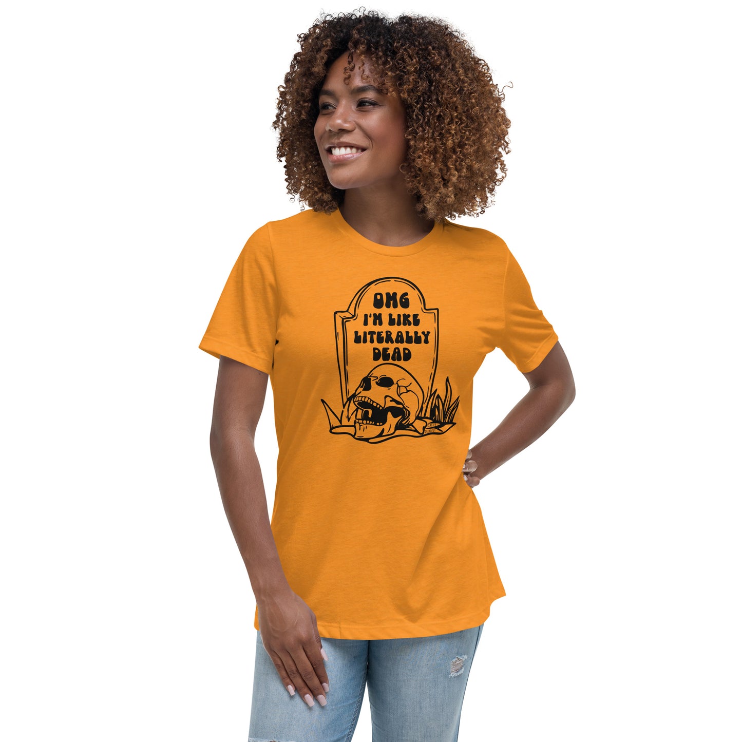 heather marmalade "OMG Dead" women's relaxed t-shirt, women's tee from daily dreadful