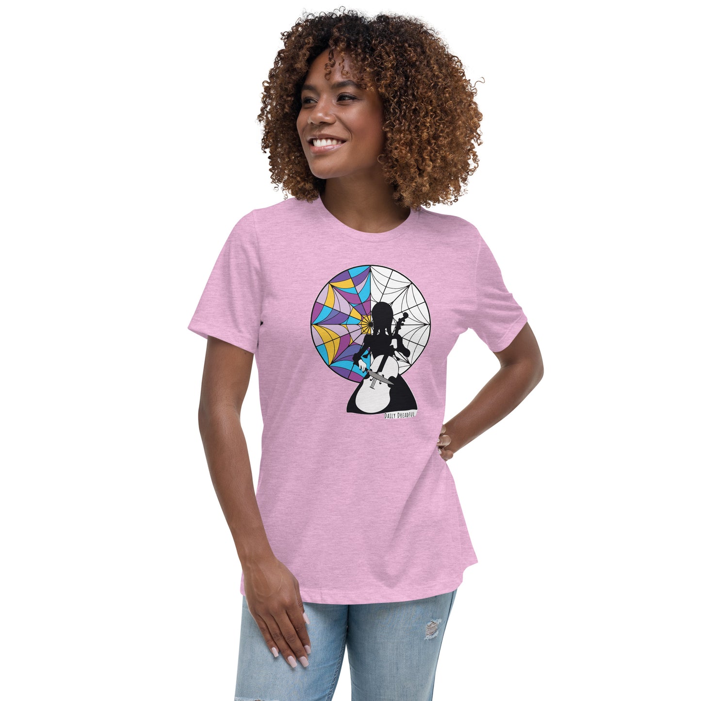 heather prism lilac "Wednesday Addams" Cello Relaxed T-Shirt from Daily Dreadful