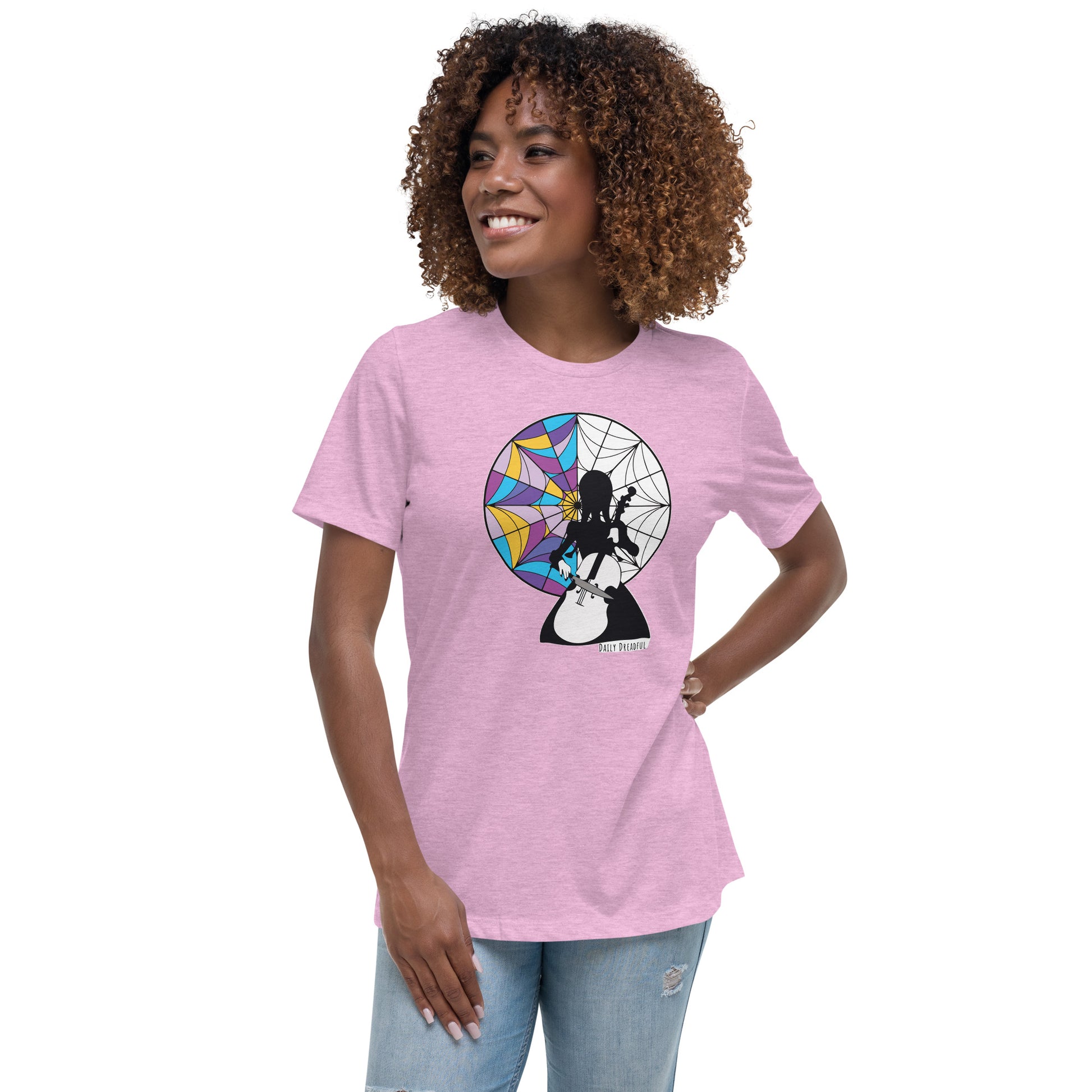 heather prism lilac "Wednesday Addams" Cello Relaxed T-Shirt from Daily Dreadful