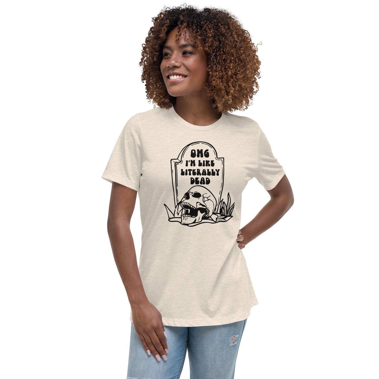 heather "OMG Dead" women's relaxed t-shirt, women's tee from daily dreadful