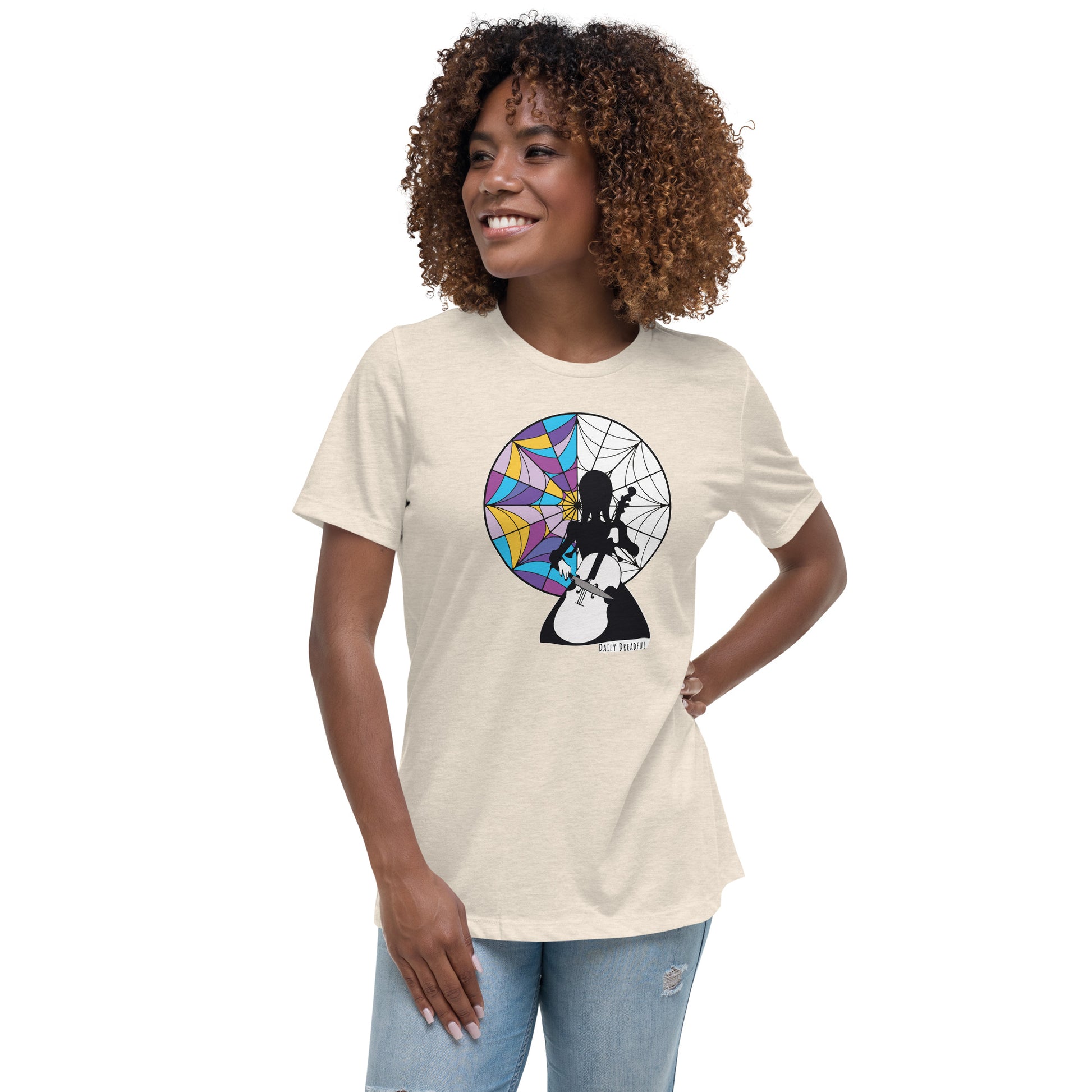 heather prism "Wednesday Addams" Cello Relaxed T-Shirt from Daily Dreadful