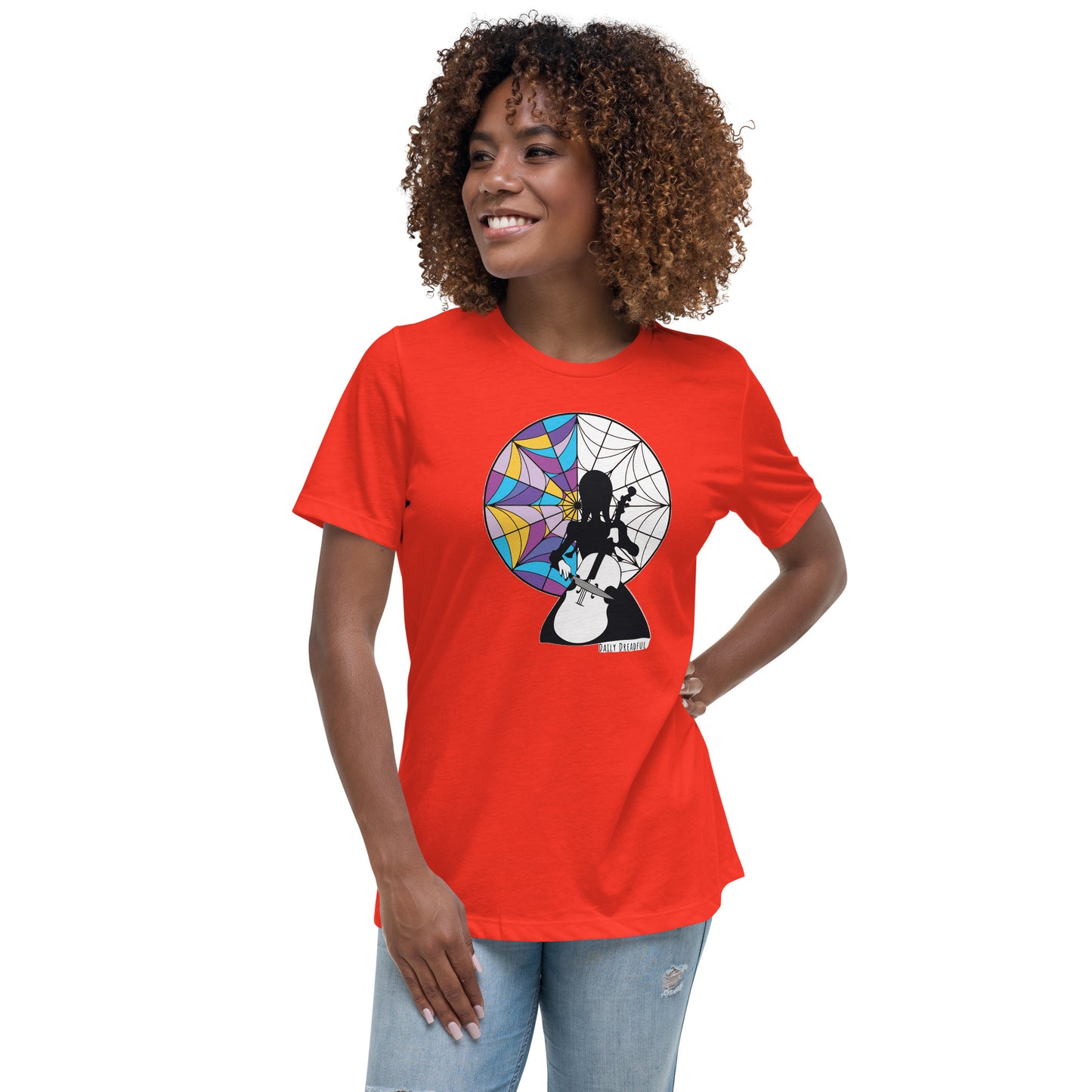 poppy red "Wednesday Addams" Cello Relaxed T-Shirt from Daily Dreadful