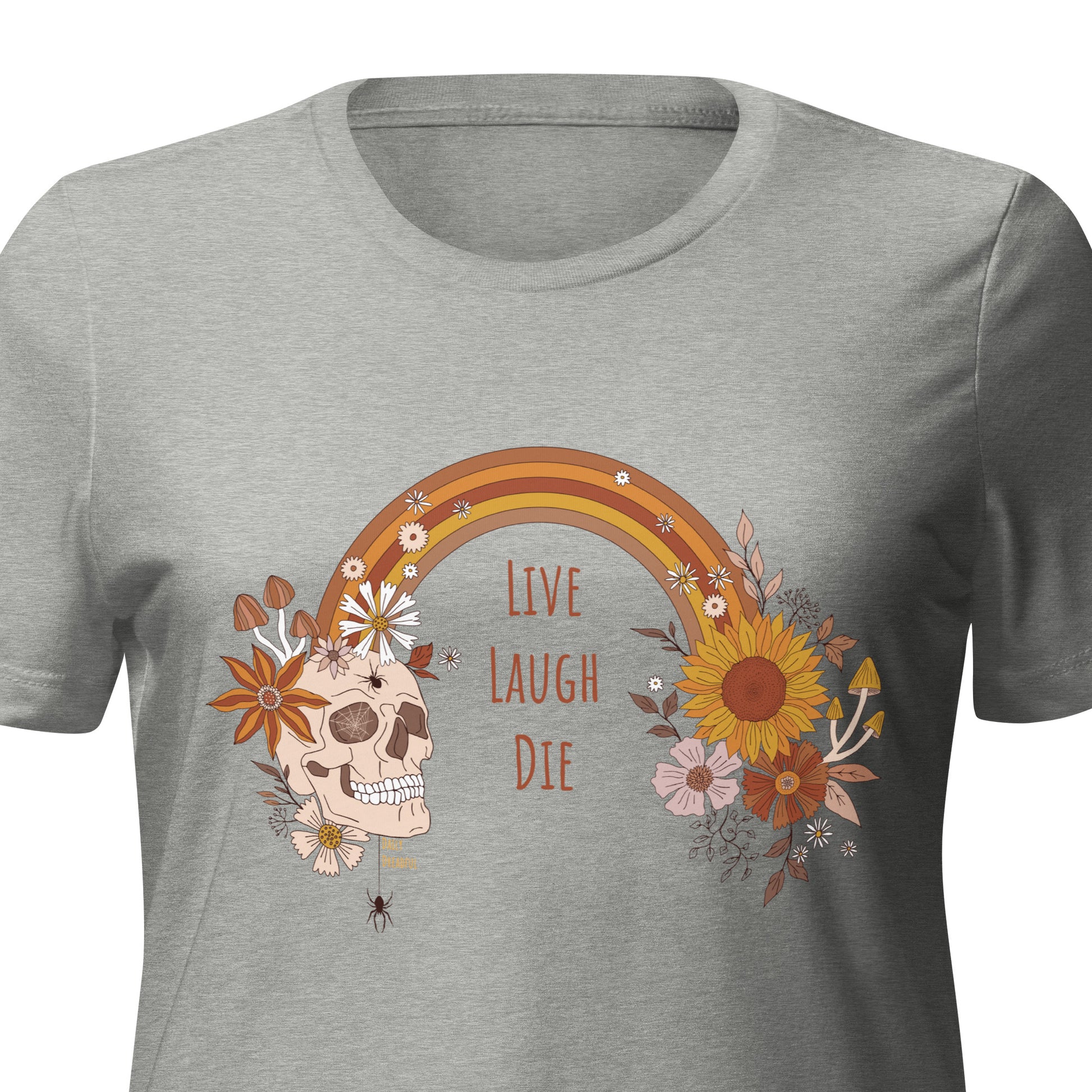 "Live, Laugh, Die" relaxed tri-blend t-shirt, athletic grey colored tee
