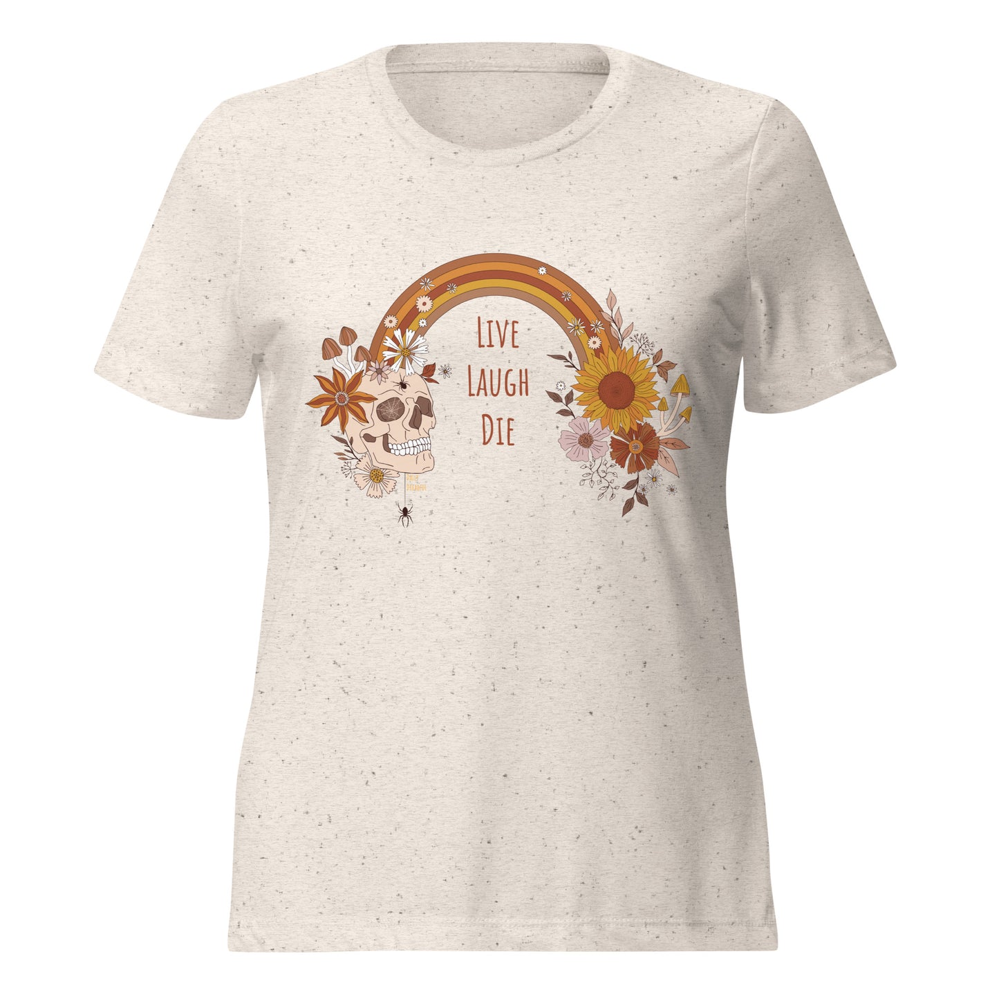 "Live, Laugh, Die" relaxed tri-blend t-shirt, oatmeal colored tee