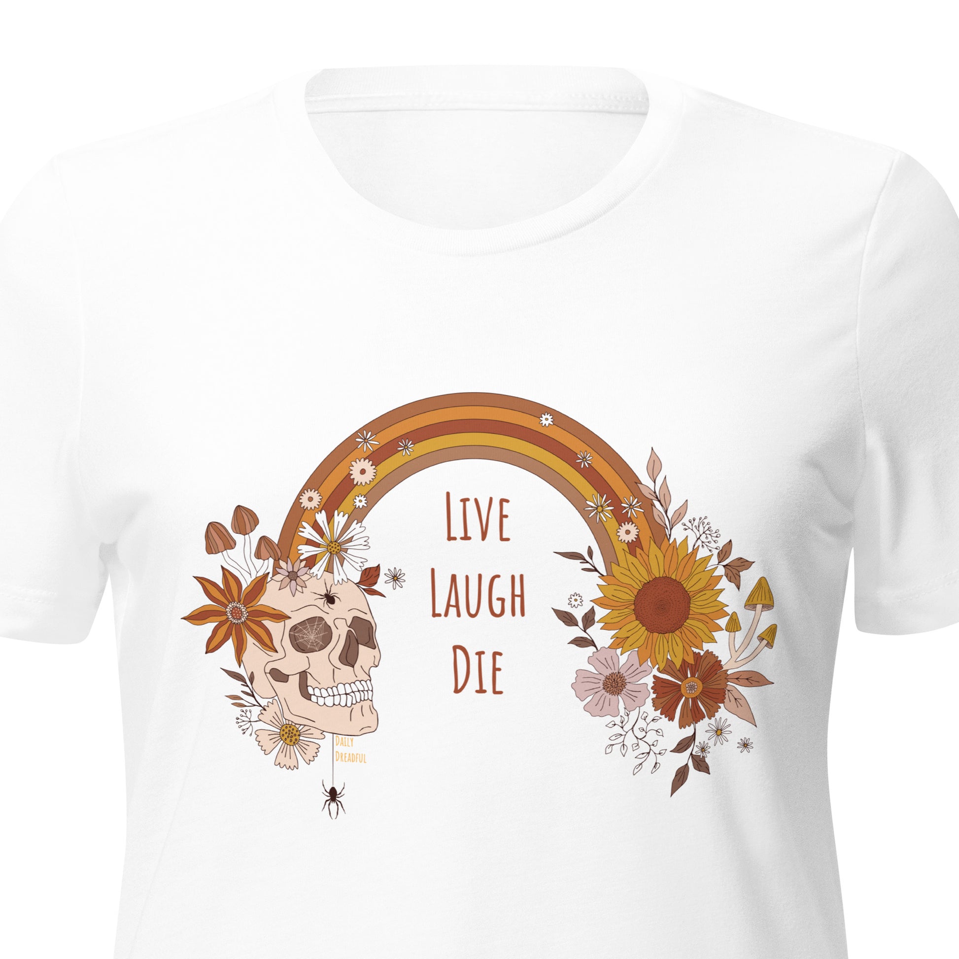 "Live, Laugh, Die" relaxed tri-blend t-shirt, white colored tee
