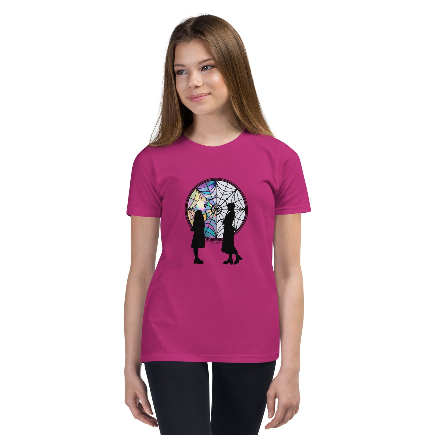 berry "Wednesday Addams and Enid" Youth Short Sleeve T-Shirt from Daily Dreadful