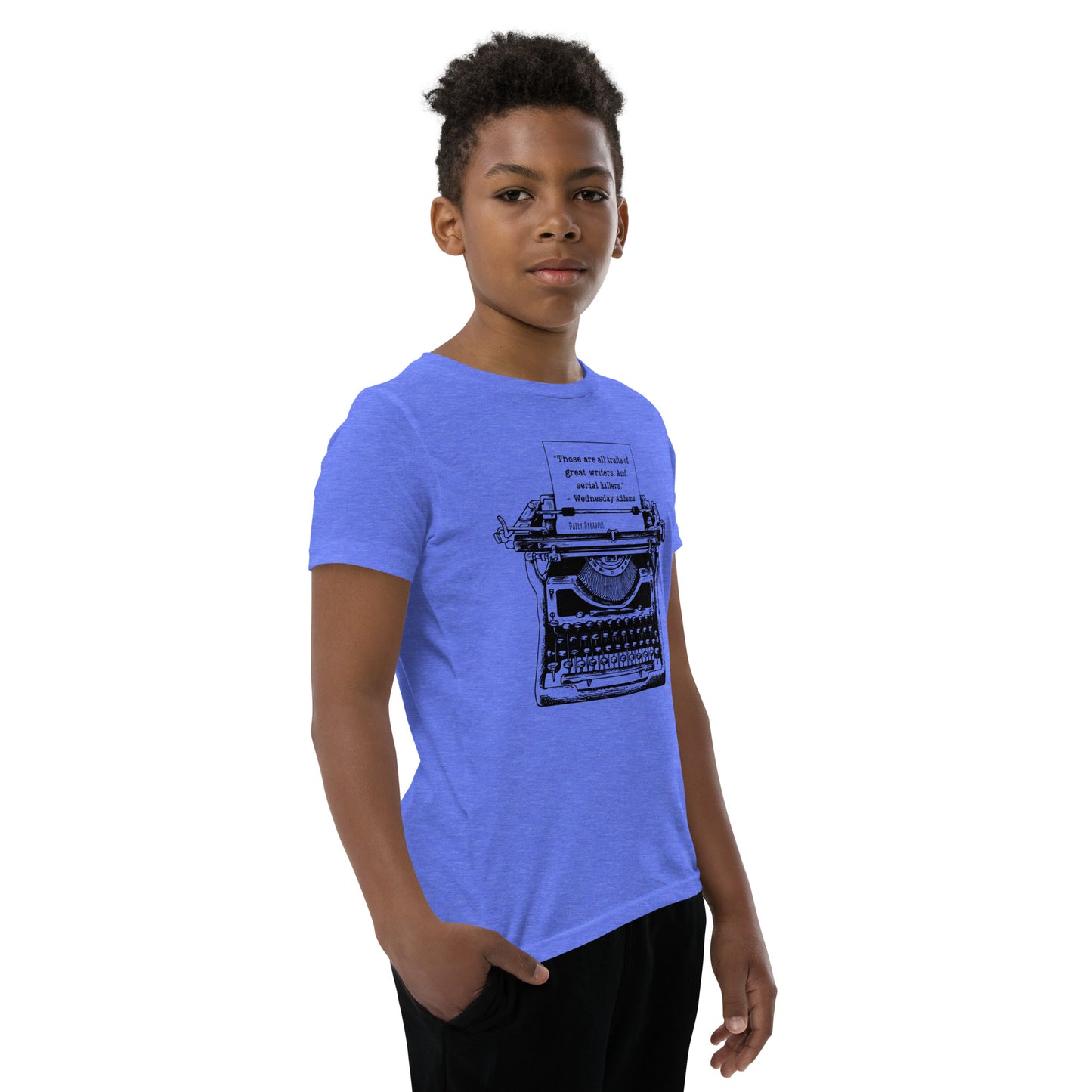 heather columbia "Wednesday Addams Typewriter" Youth Short Sleeve T-Shirt from Daily Dreadful